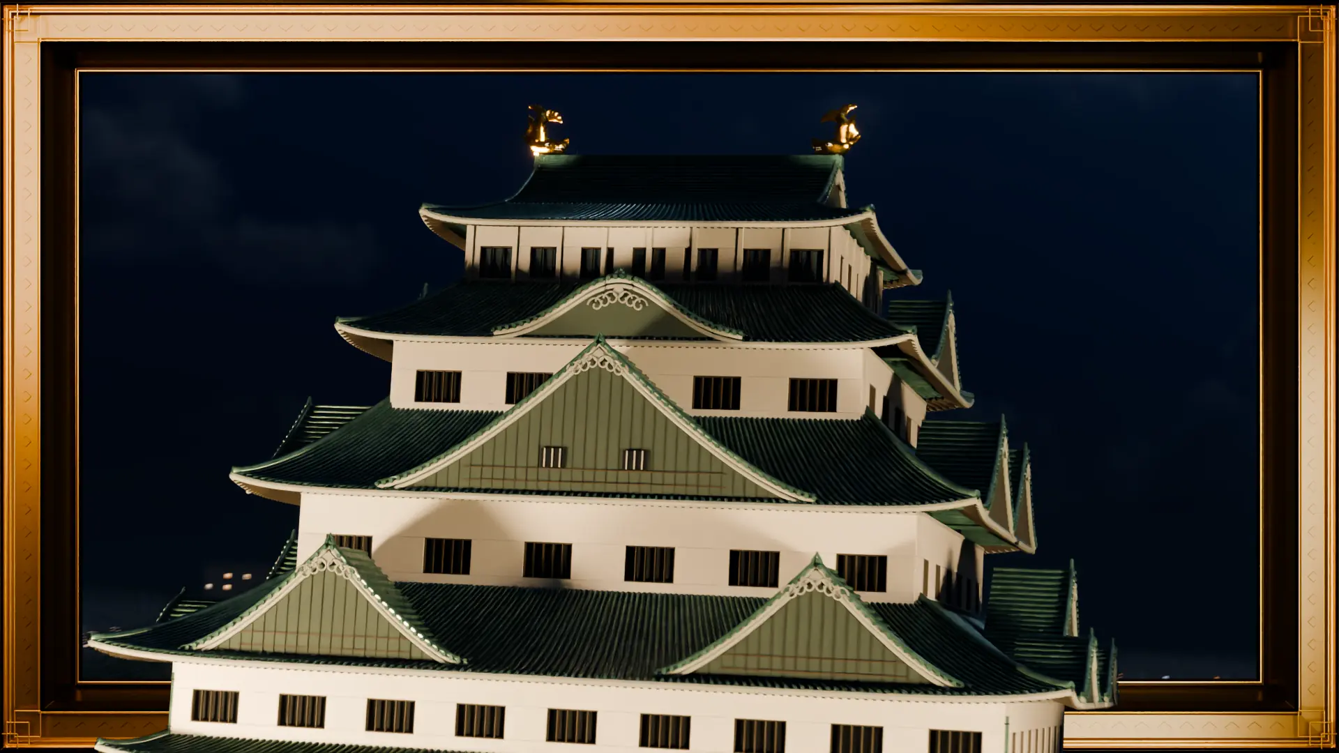 名古屋城が画面手前へ飛び出す裸眼3Dサイネージ映像の制作中イメージ